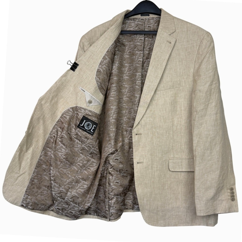 JOE Joseph Abboud Mens 48R 100% LINEN Blazer Sport Coat Suit Jacket Beige